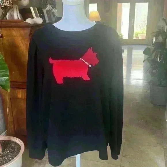 Charter Club Vintage Scottie embellished Swiss Terry sweatshirt. XXL Black/Red - Picture 10 of 12